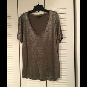 V-Neck Linen Foil Tee